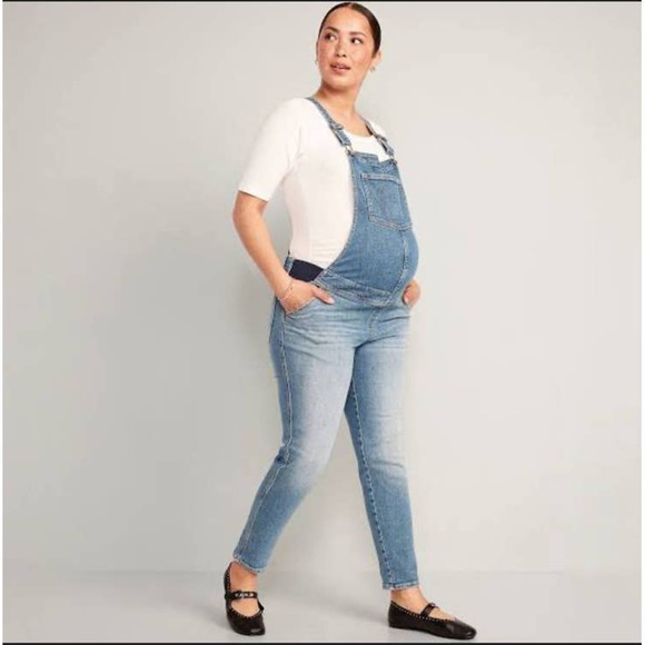 NEW Old Navy Maternity side-panel OG straight Jean overall - Picture 1 of 9